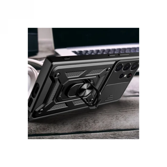 BUĞZ Samsung Galaxy S23 Ultra Kılıf Pars Lens Yüzüklü Silikon - Lacivert