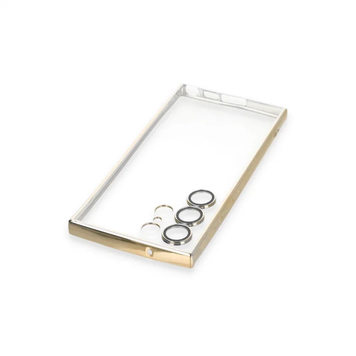 BUĞZ Samsung Galaxy S23 Ultra Kılıf Razer Lensli Silikon - Gold