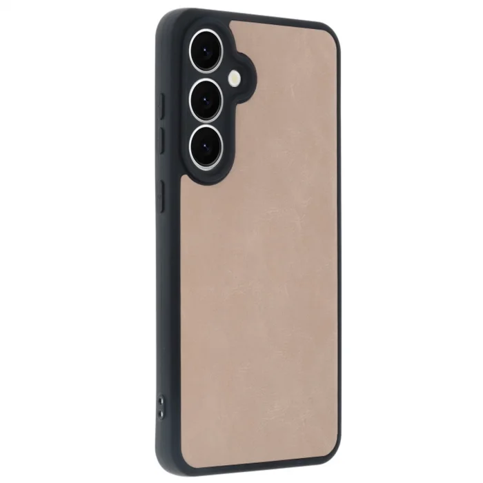 BUĞZ Samsung Galaxy S24 Fe Kılıf Aras Deri Kapak - Pudra