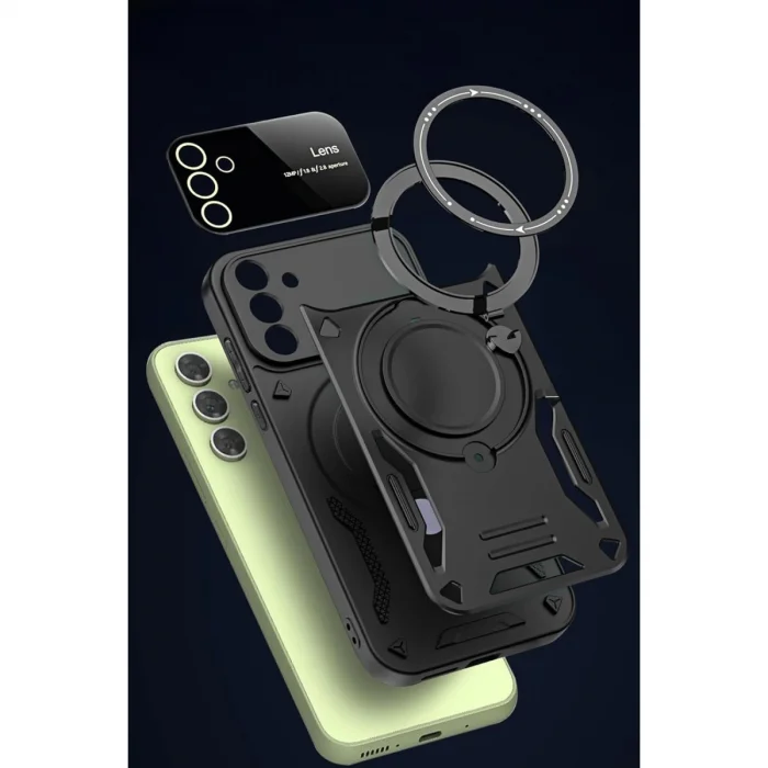BUĞZ Samsung Galaxy S24 Fe Kılıf Joy Lens Standlı Kapak - Mor