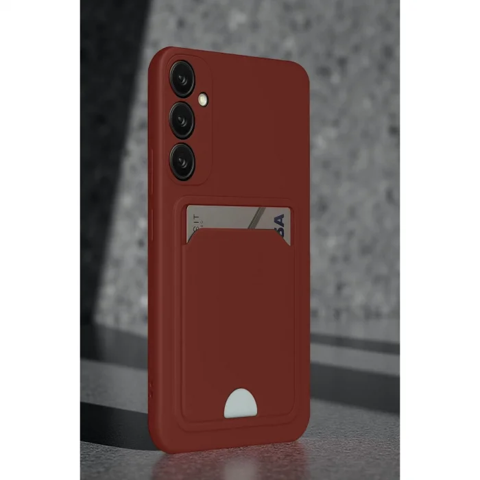 BUĞZ Samsung Galaxy S24 Fe Kılıf Kelvin Kartvizitli Silikon - Bordo