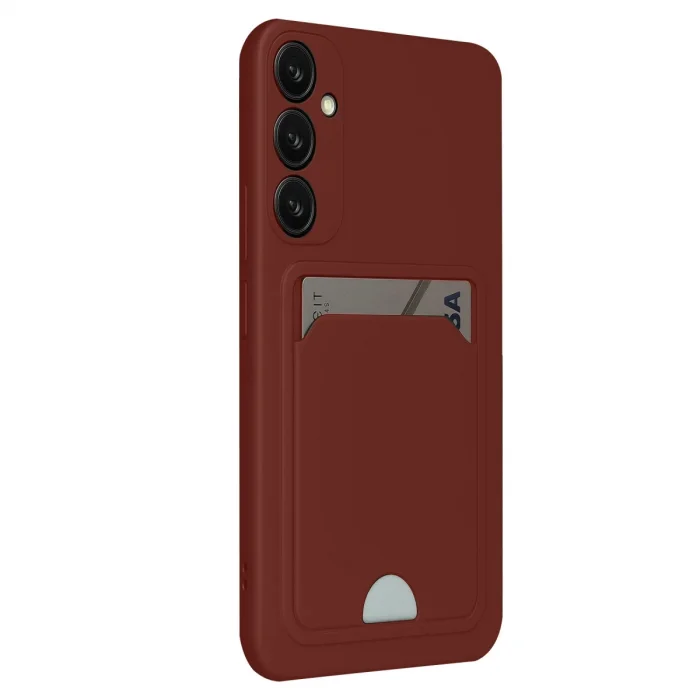 BUĞZ Samsung Galaxy S24 Fe Kılıf Kelvin Kartvizitli Silikon - Bordo