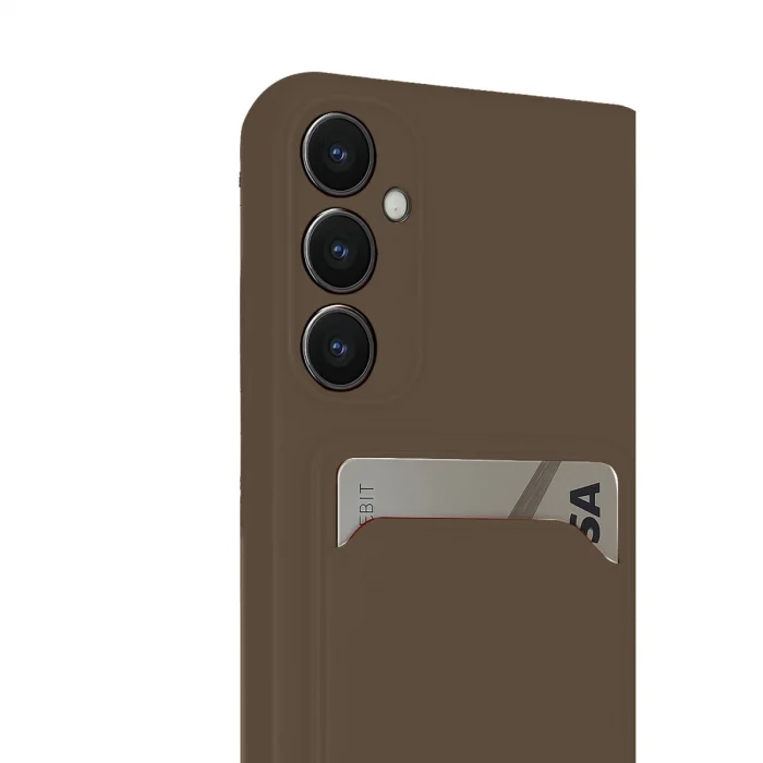 BUĞZ Samsung Galaxy S24 Fe Kılıf Kelvin Kartvizitli Silikon - Kahverengi