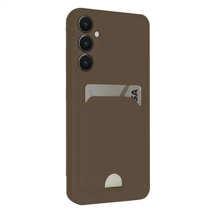 BUĞZ Samsung Galaxy S24 Fe Kılıf Kelvin Kartvizitli Silikon - Kahverengi