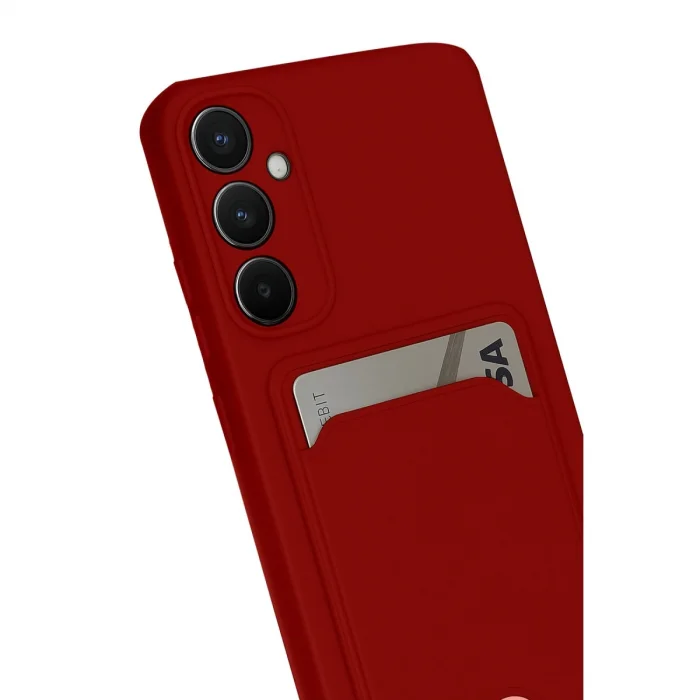 BUĞZ Samsung Galaxy S24 Fe Kılıf Kelvin Kartvizitli Silikon - Kırmızı