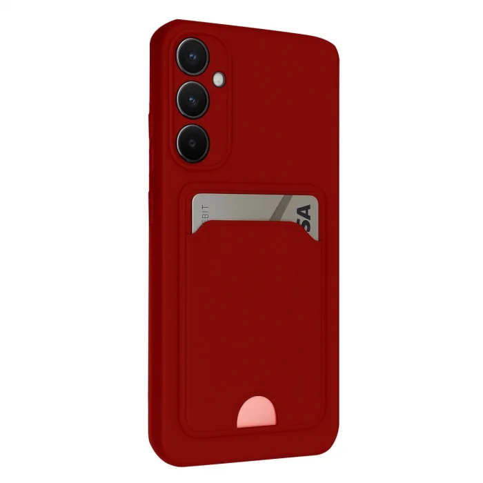 BUĞZ Samsung Galaxy S24 Fe Kılıf Kelvin Kartvizitli Silikon - Kırmızı