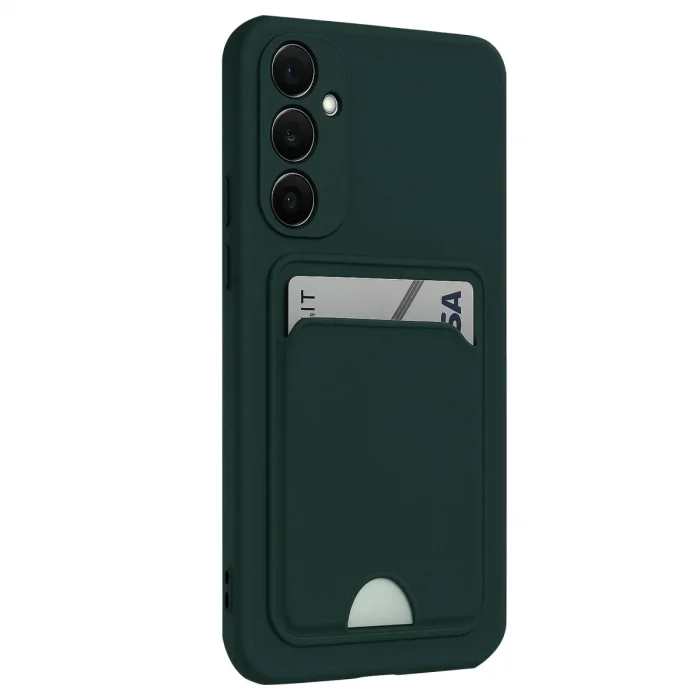 BUĞZ Samsung Galaxy S24 Fe Kılıf Kelvin Kartvizitli Silikon - Koyu Yeşil