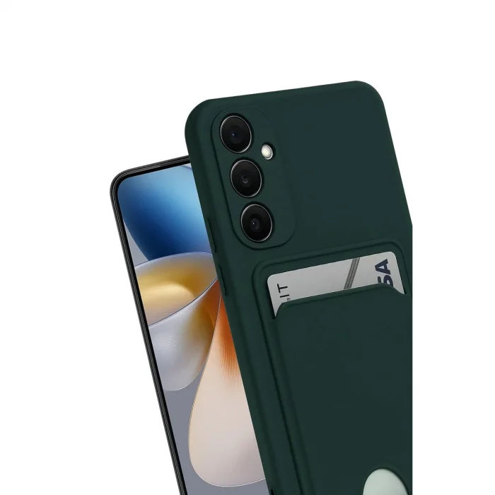 BUĞZ Samsung Galaxy S24 Fe Kılıf Kelvin Kartvizitli Silikon - Koyu Yeşil