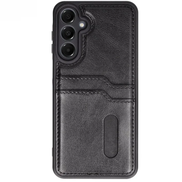 BUĞZ Samsung Galaxy S24 Fe Kılıf Sara Kartvizitli Deri Kılıf - Siyah