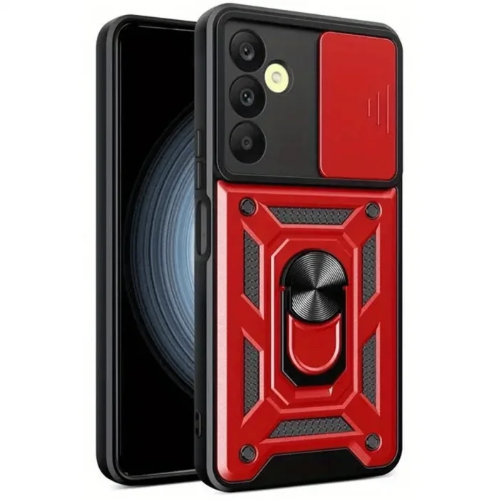 BUĞZ Samsung Galaxy S24 Fe Pars Lens Yüzüklü Silikon - Kırmızı