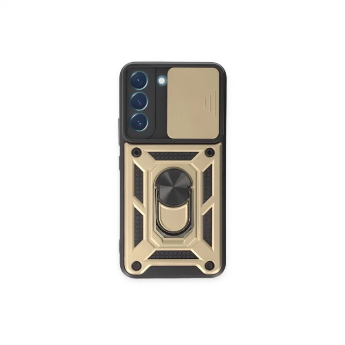 BUĞZ Samsung Galaxy S24 Kılıf Pars Lens Yüzüklü Silikon - Gold