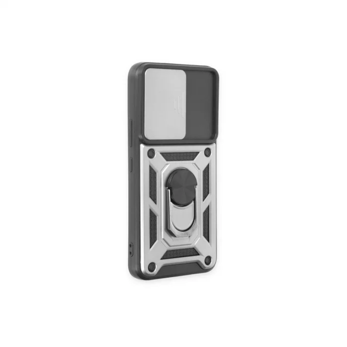 BUĞZ Samsung Galaxy S24 Kılıf Pars Lens Yüzüklü Silikon - Gümüş