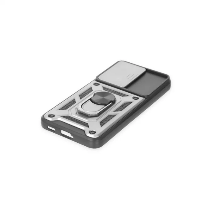 BUĞZ Samsung Galaxy S24 Kılıf Pars Lens Yüzüklü Silikon - Gümüş