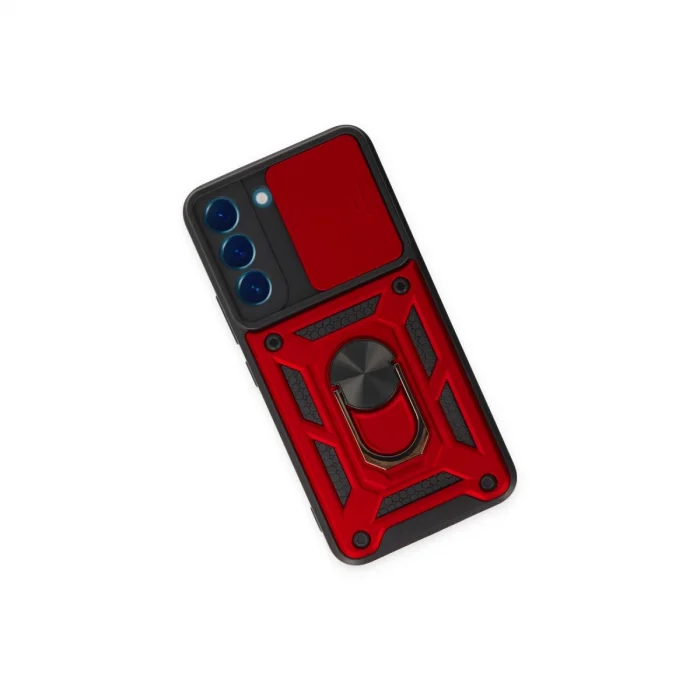 BUĞZ Samsung Galaxy S24 Kılıf Pars Lens Yüzüklü Silikon - Kırmızı