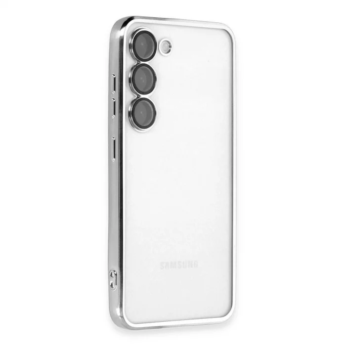 BUĞZ Samsung Galaxy S24 Kılıf Razer Lensli Silikon - Gümüş