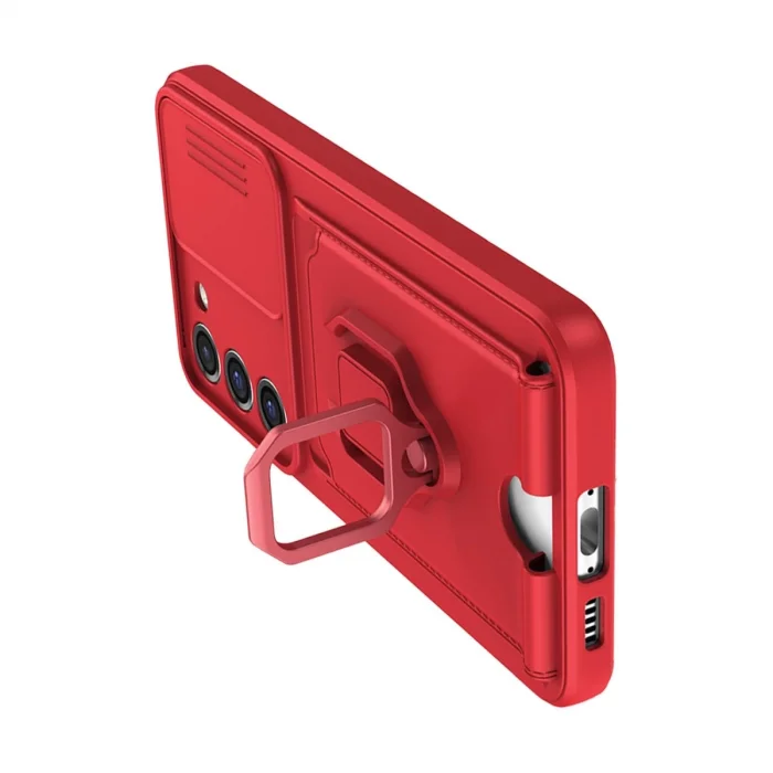 BUĞZ Samsung Galaxy S24 Plus Kılıf Zuma Kartvizitli Yüzüklü Silikon - Kırmızı