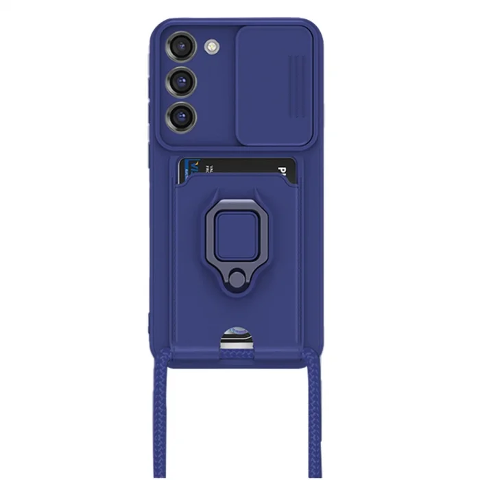 BUĞZ Samsung Galaxy S24 Plus Kılıf Zuma Kartvizitli Yüzüklü Silikon - Lacivert
