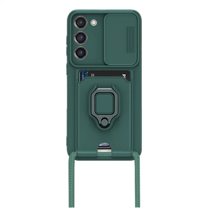 BUĞZ Samsung Galaxy S24 Plus Kılıf Zuma Kartvizitli Yüzüklü Silikon - Yeşil