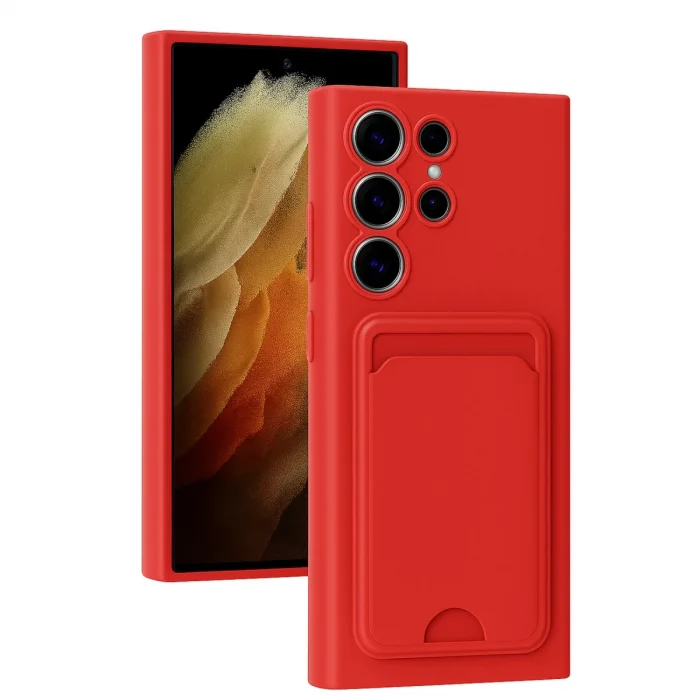 BUĞZ Samsung Galaxy S24 Ultra Kılıf Kelvin Kartvizitli Silikon - Kırmızı