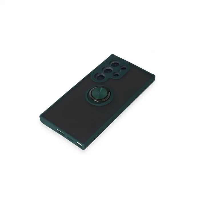 BUĞZ Samsung Galaxy S24 Ultra Kılıf Montreal Yüzüklü Silikon Kapak - Yeşil