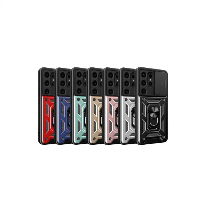 BUĞZ Samsung Galaxy S24 Ultra Kılıf Pars Lens Yüzüklü Silikon - Lacivert