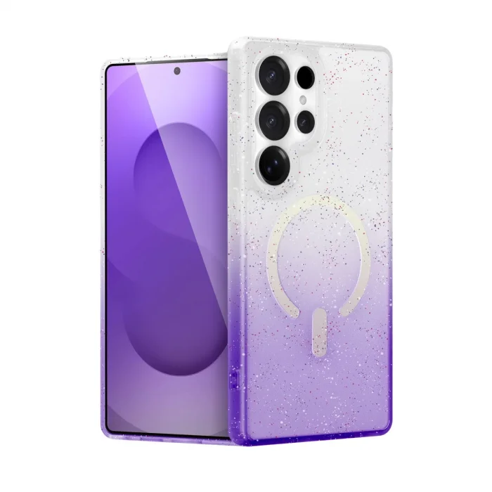 BUĞZ Samsung Galaxy S24 Ultra Pummel Shiny Magsafe Kapak - Mor