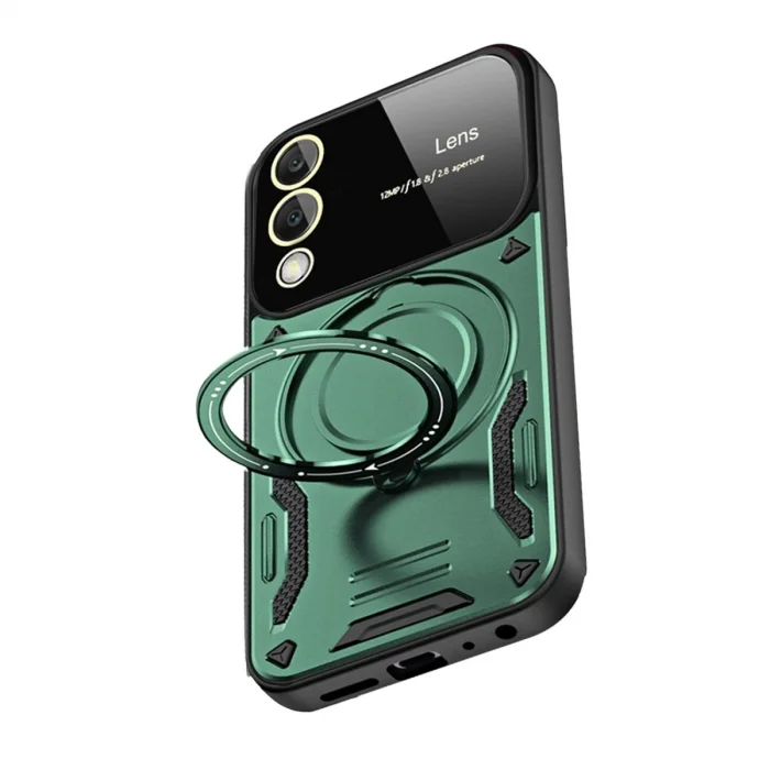 BUĞZ Samsung Galaxy S25 Edge Kılıf Joy Lens Standlı Kapak - Koyu Yeşil