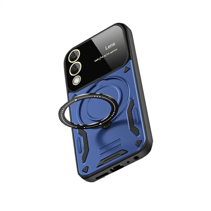 BUĞZ Samsung Galaxy S25 Edge Kılıf Joy Lens Standlı Kapak - Lacivert