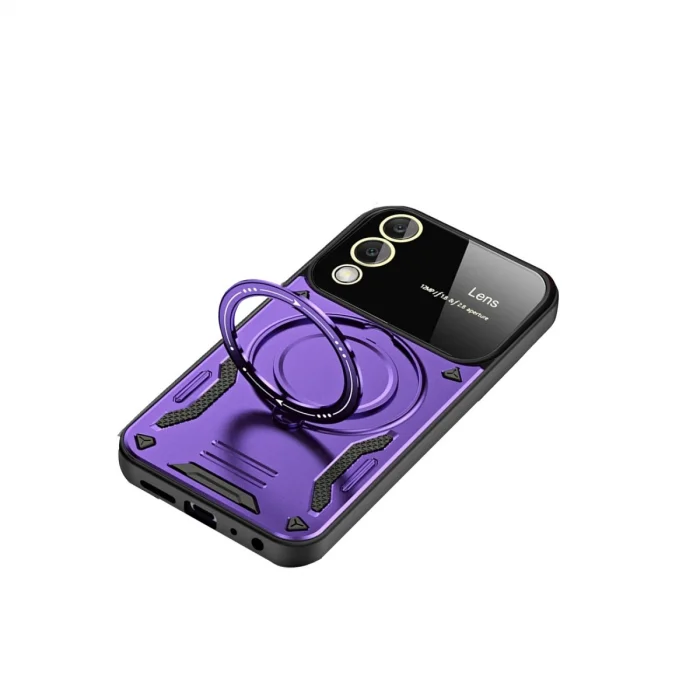 BUĞZ Samsung Galaxy S25 Edge Kılıf Joy Lens Standlı Kapak - Mor