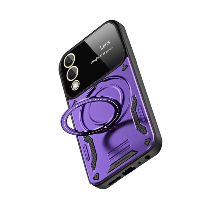 BUĞZ Samsung Galaxy S25 Edge Kılıf Joy Lens Standlı Kapak - Mor