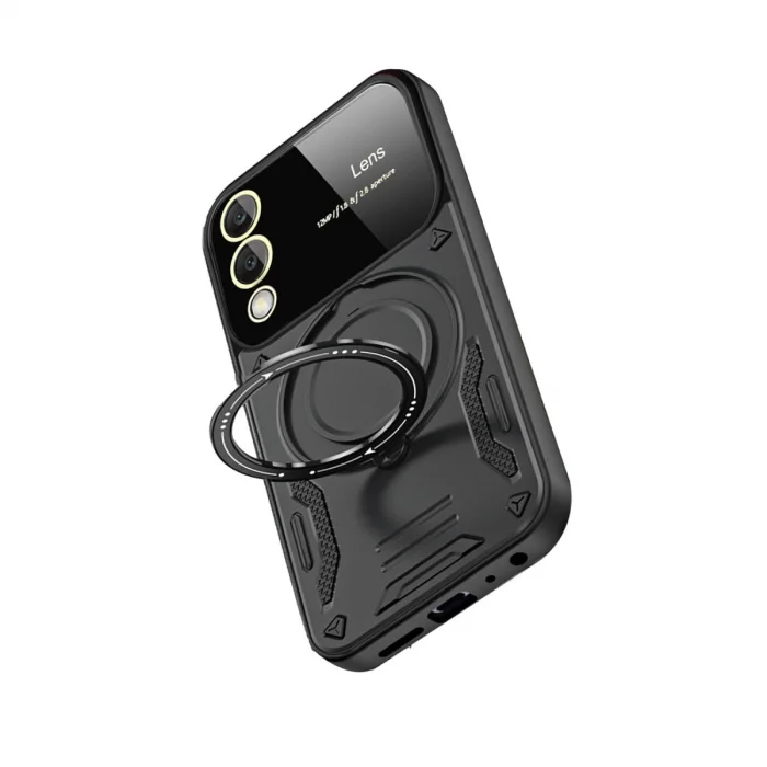 BUĞZ Samsung Galaxy S25 Edge Kılıf Joy Lens Standlı Kapak - Siyah