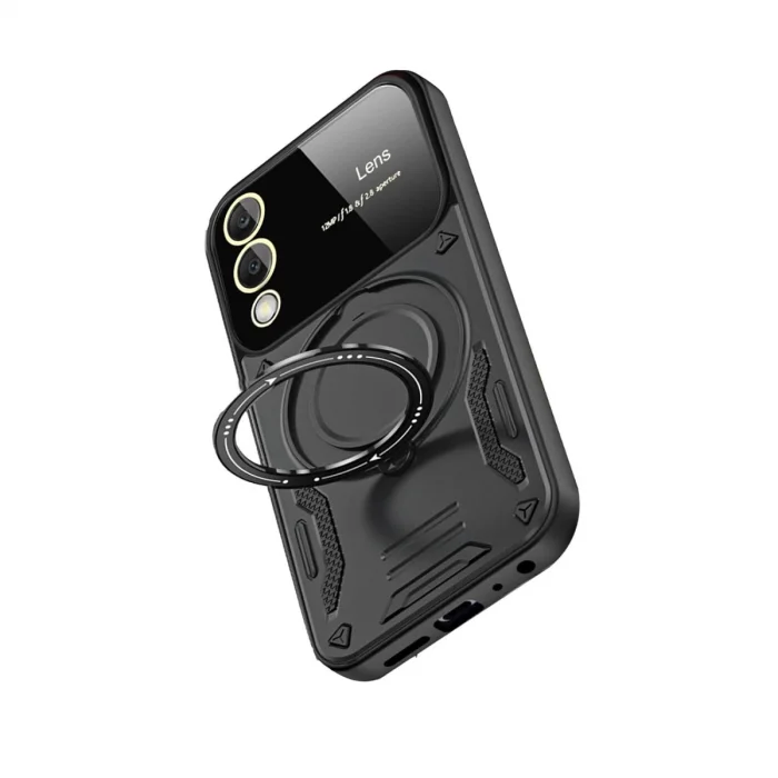 BUĞZ Samsung Galaxy S25 Edge Kılıf Joy Lens Standlı Kapak - Siyah