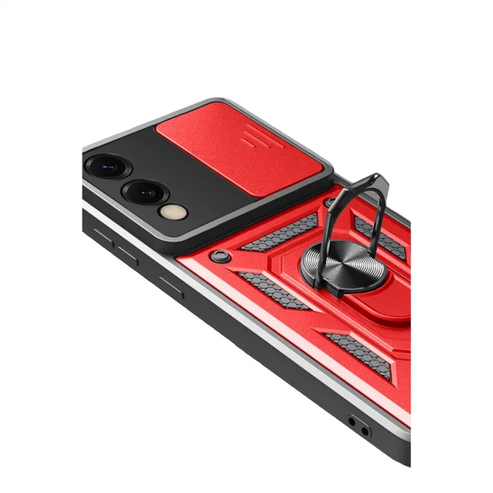 BUĞZ Samsung Galaxy S25 Edge Pars Lens Yüzüklü Silikon - Kırmızı