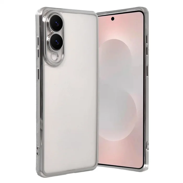 BUĞZ Samsung Galaxy S25 Edge Razer Lensli Silikon - Gümüş