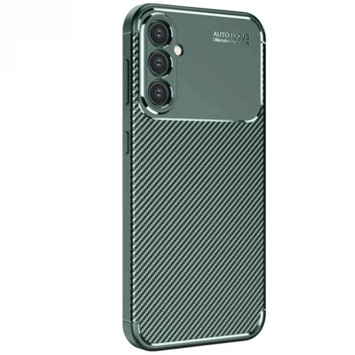 BUĞZ Samsung Galaxy S25 Kılıf Auto Focus Karbon Kapak - Koyu Yeşil