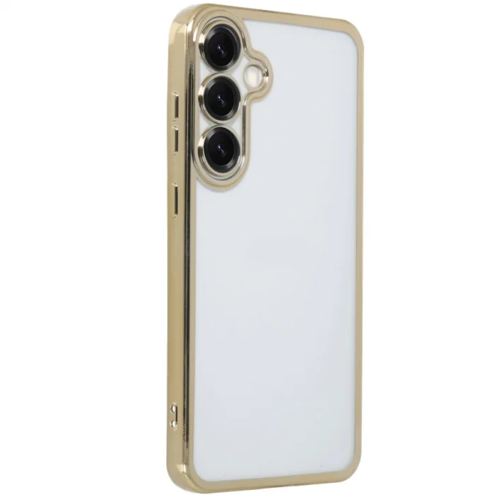 BUĞZ Samsung Galaxy S25 Kılıf Razer Lensli Silikon - Gold