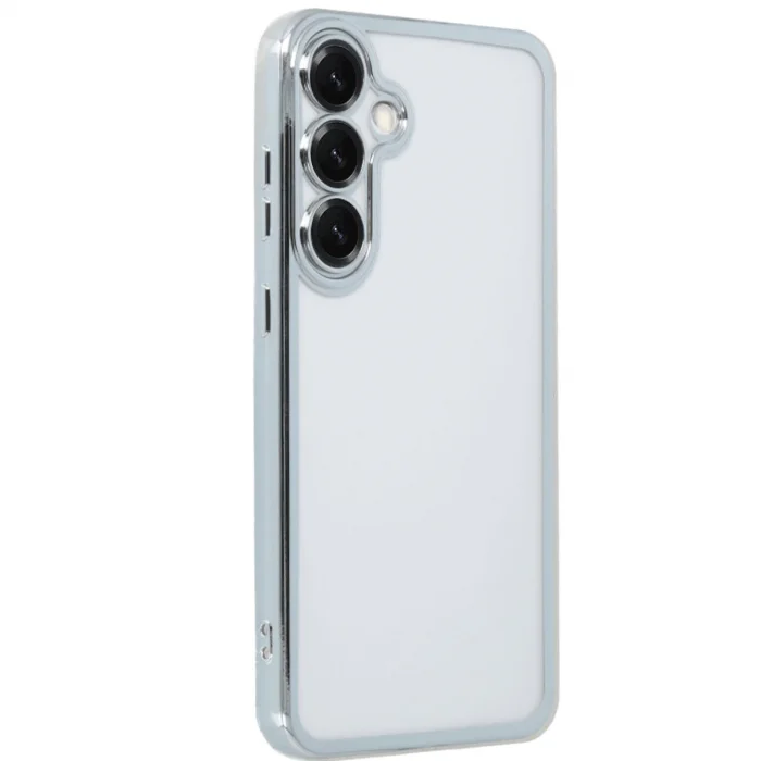 BUĞZ Samsung Galaxy S25 Kılıf Razer Lensli Silikon - Gümüş