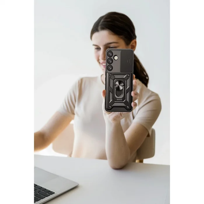 BUĞZ Samsung Galaxy S25 Plus Kılıf Pars Lens Yüzüklü Silikon - Lacivert