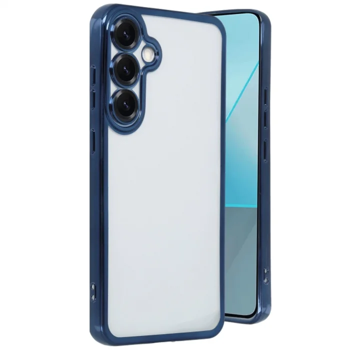 BUĞZ Samsung Galaxy S25 Plus Kılıf Razer Lensli Silikon - Lacivert