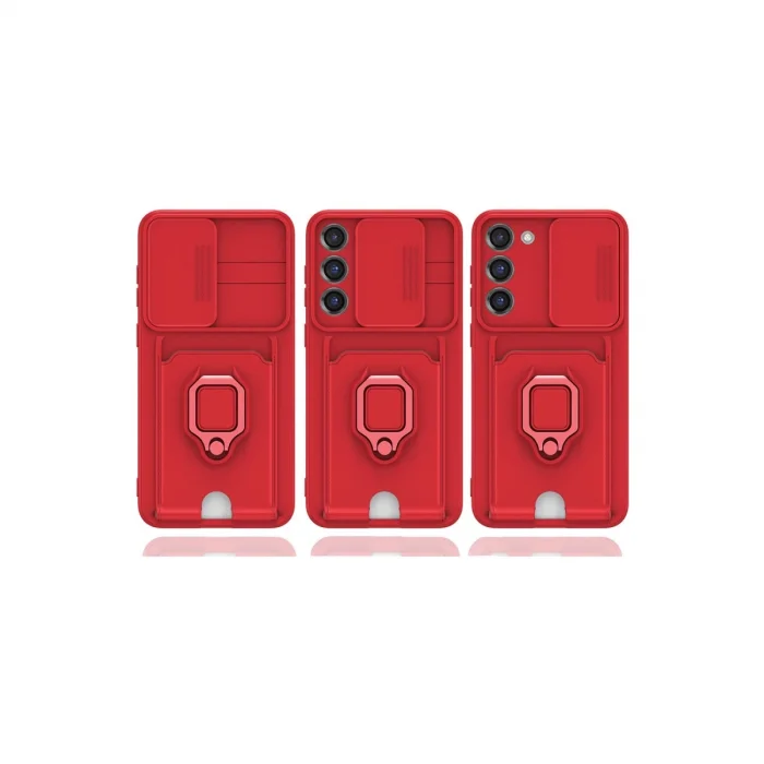 BUĞZ Samsung Galaxy S25 Plus Kılıf Zuma Kartvizitli Yüzüklü Silikon - Kırmızı
