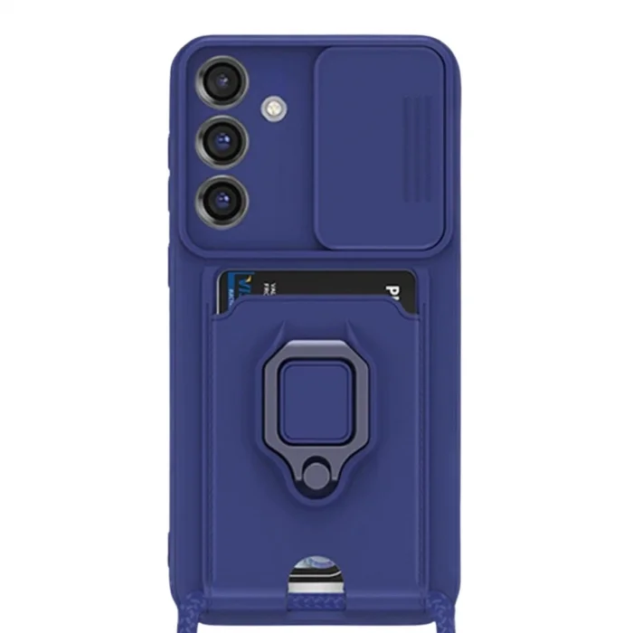 BUĞZ Samsung Galaxy S25 Plus Kılıf Zuma Kartvizitli Yüzüklü Silikon - Lacivert