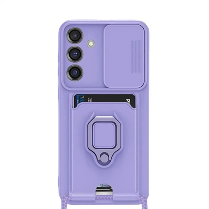 BUĞZ Samsung Galaxy S25 Plus Kılıf Zuma Kartvizitli Yüzüklü Silikon - Lila