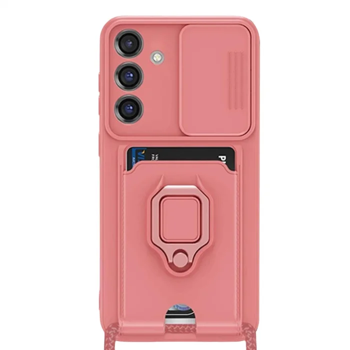 BUĞZ Samsung Galaxy S25 Plus Kılıf Zuma Kartvizitli Yüzüklü Silikon - Pembe