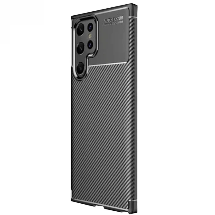 BUĞZ Samsung Galaxy S25 Ultra Kılıf Auto Focus Karbon Kapak - Siyah