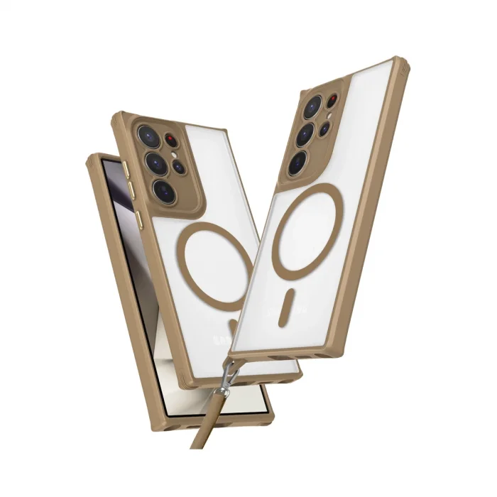 BUĞZ Samsung Galaxy S25 Ultra Kılıf Enka Magsafe Silikon Kılıf - Desert