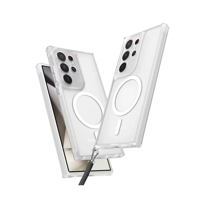 BUĞZ Samsung Galaxy S25 Ultra Kılıf Enka Magsafe Silikon Kılıf - Şeffaf