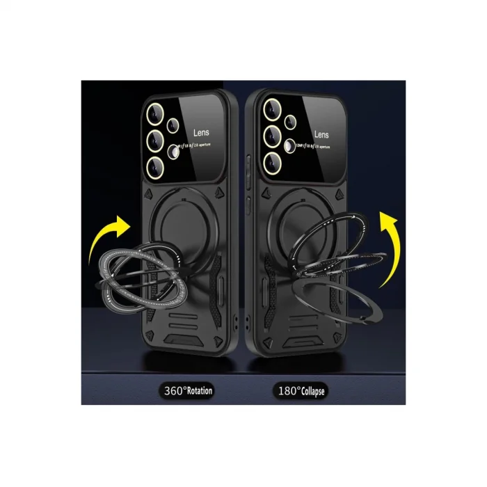 BUĞZ Samsung Galaxy S25 Ultra Kılıf Joy Lens Standlı Kapak - Koyu Yeşil