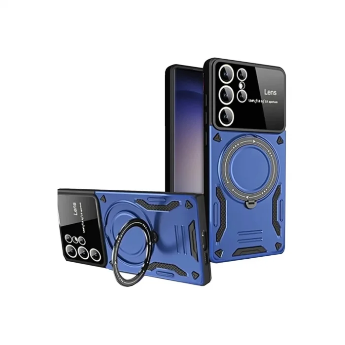 BUĞZ Samsung Galaxy S25 Ultra Kılıf Joy Lens Standlı Kapak - Lacivert