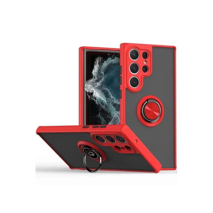 BUĞZ Samsung Galaxy S25 Ultra Kılıf Montreal Yüzüklü Silikon Kapak - Kırmızı