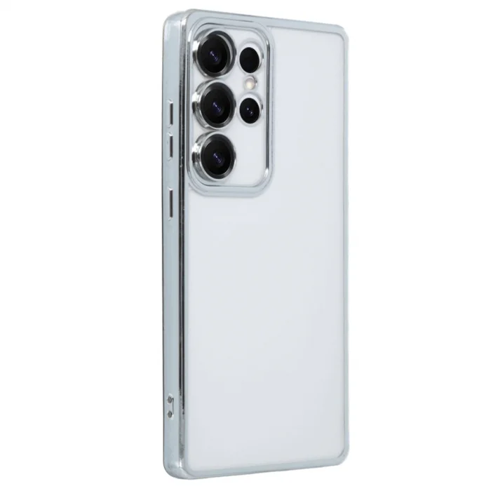 BUĞZ Samsung Galaxy S25 Ultra Kılıf Razer Lensli Silikon - Gümüş